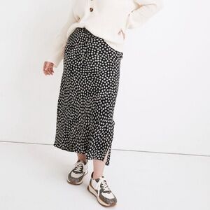 Madewell Drawstring Midi Skirt in Woodcut Flowers, size 4